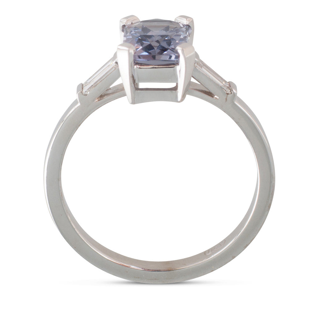 Purple-Grey Spinel & Diamond Ring