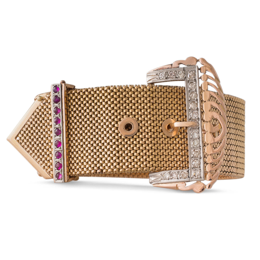 A Gold & Diamond Buckle Bracelet