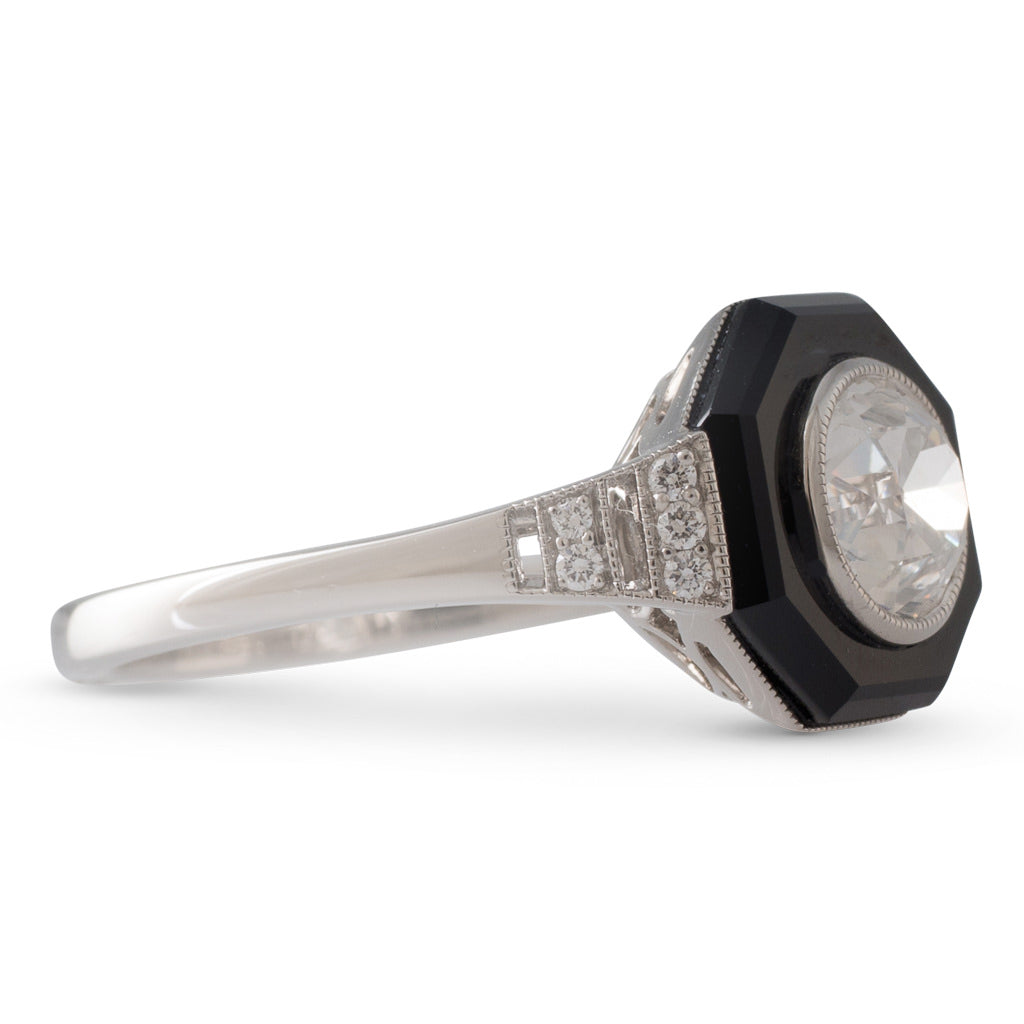 0.83ct Onyx & Diamond Ring