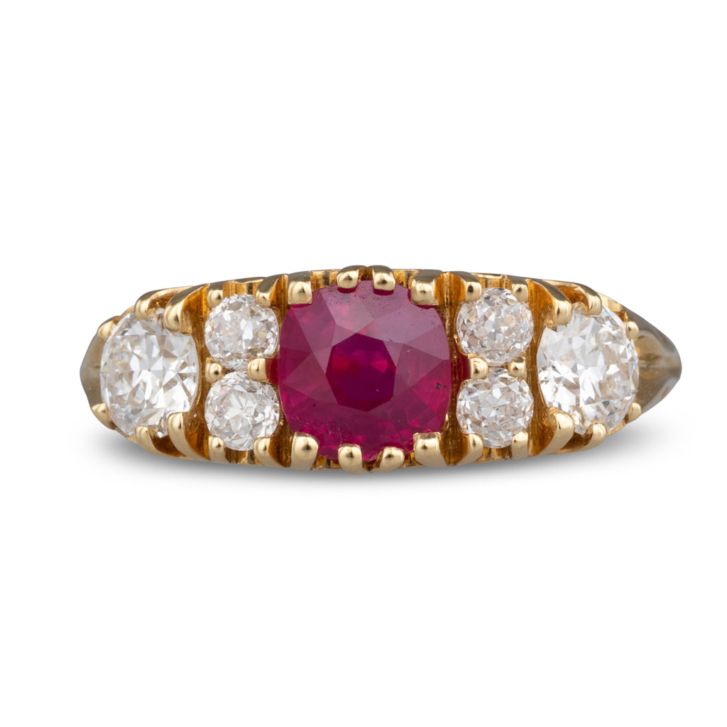 Unheated Ruby Half Hoop Ring