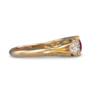 Unheated Ruby Half Hoop Ring