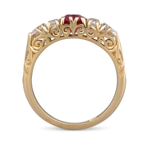 Unheated Ruby Half Hoop Ring