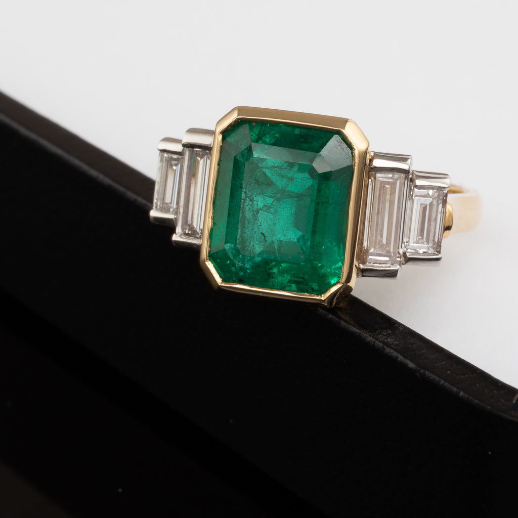 4.08ct Emerald and Diamond Ring