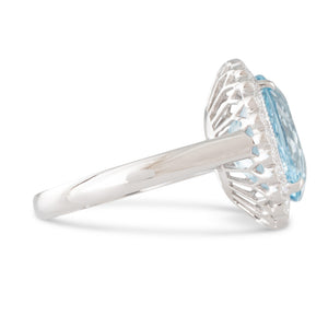 Aquamarine & Diamond Cluster Ring