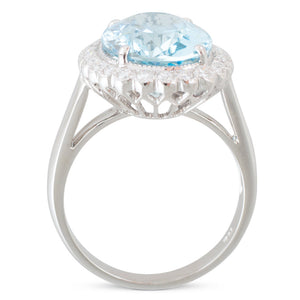 Aquamarine & Diamond Cluster Ring