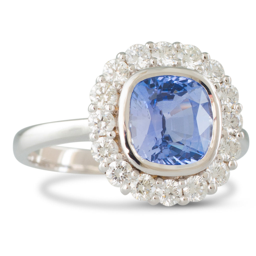 Sapphire and Diamond Cluster ring