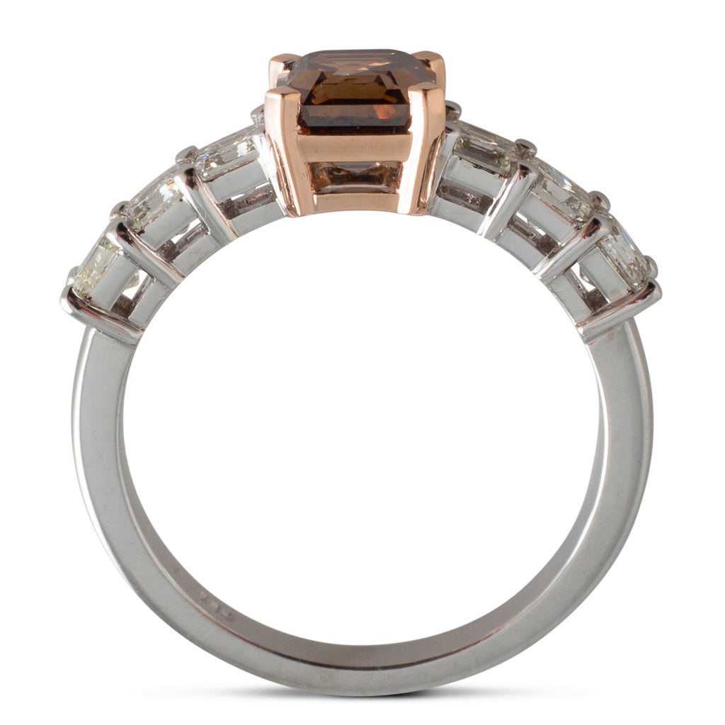 Cognac Asscher Cut Diamond Ring