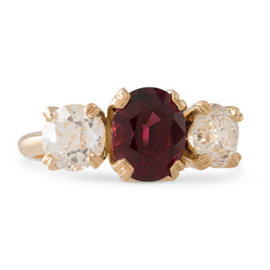 Unheated Spinel & Diamond Ring