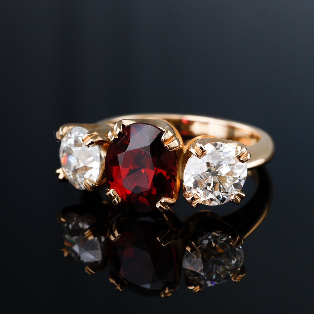 Unheated Spinel & Diamond Ring