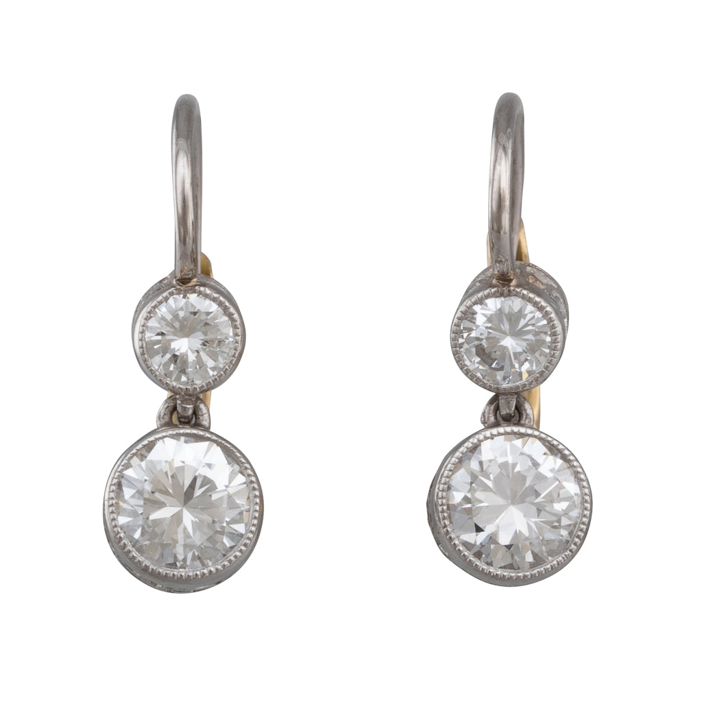 Double Diamond Drop Earrings