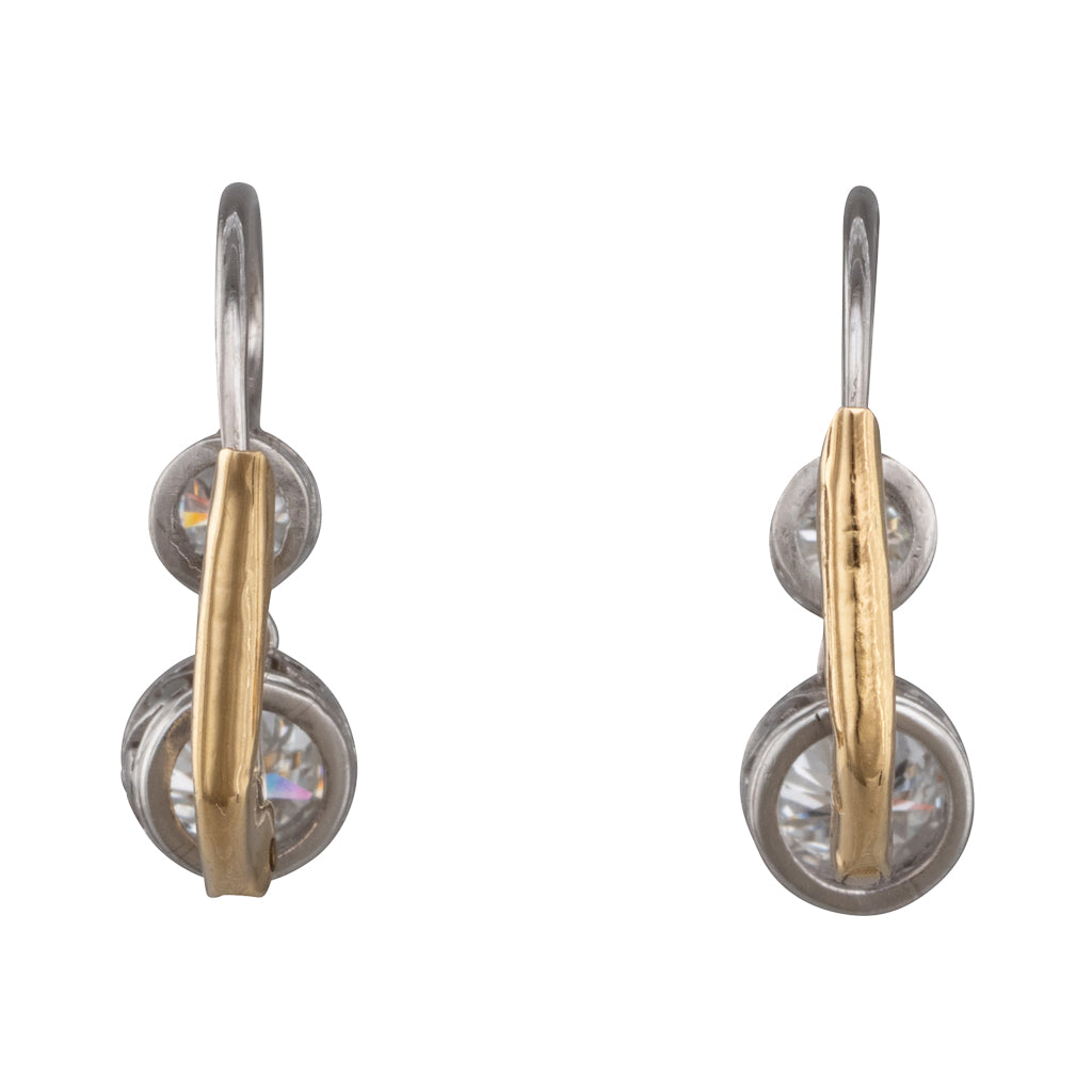 Double Diamond Drop Earrings