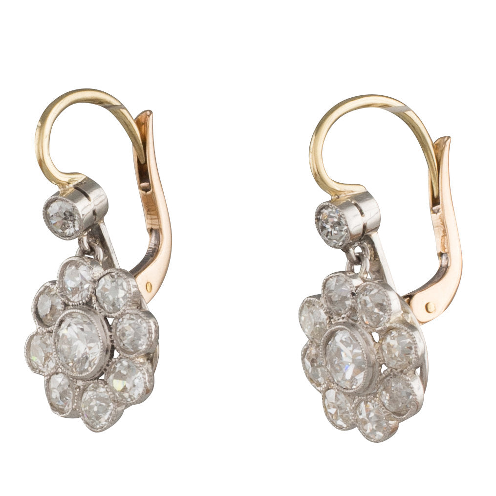 Diamond Cluster Drop Earrings