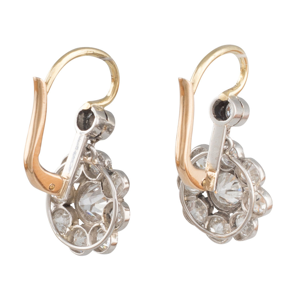 Diamond Cluster Drop Earrings