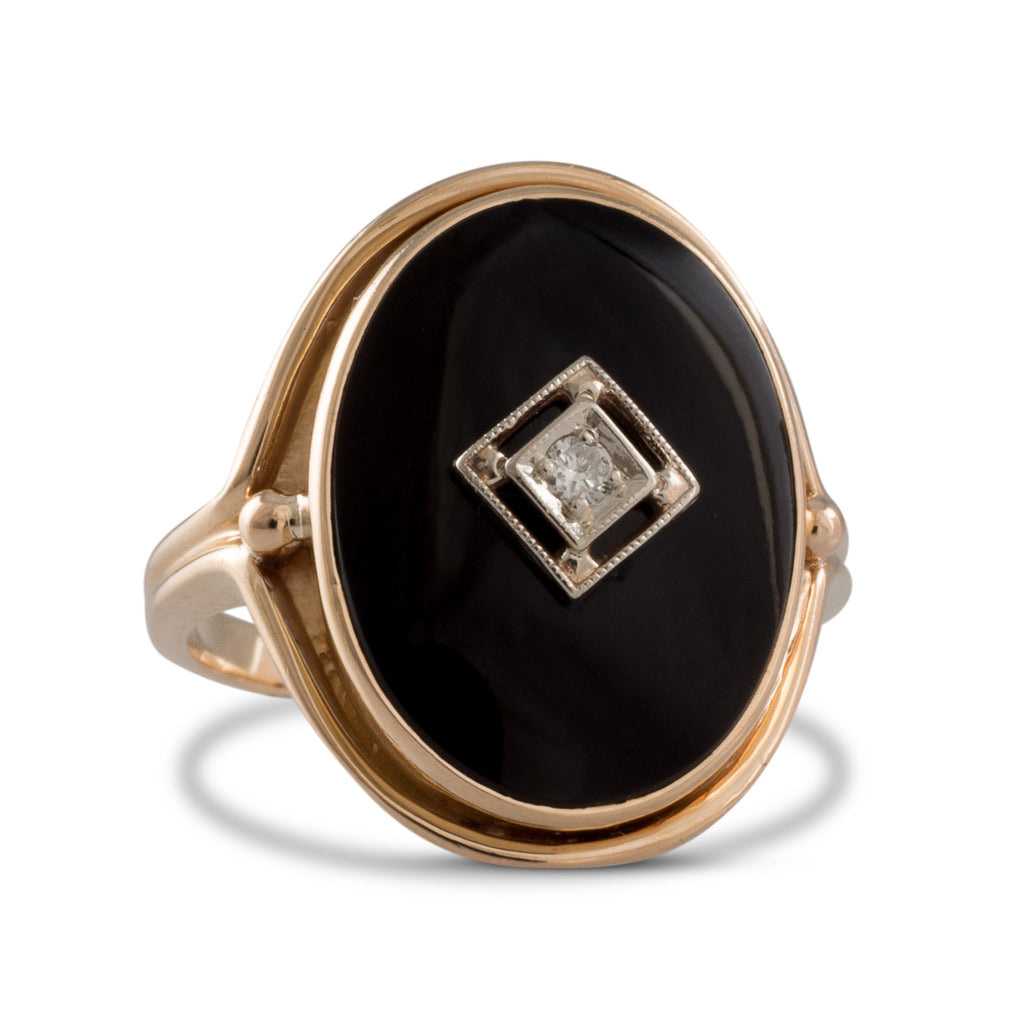 Art Deco 14ct Gold, Onyx & Diamond Filigree Ring - Antique And Vintage  Elegance Online Australia Melbourne Sydney