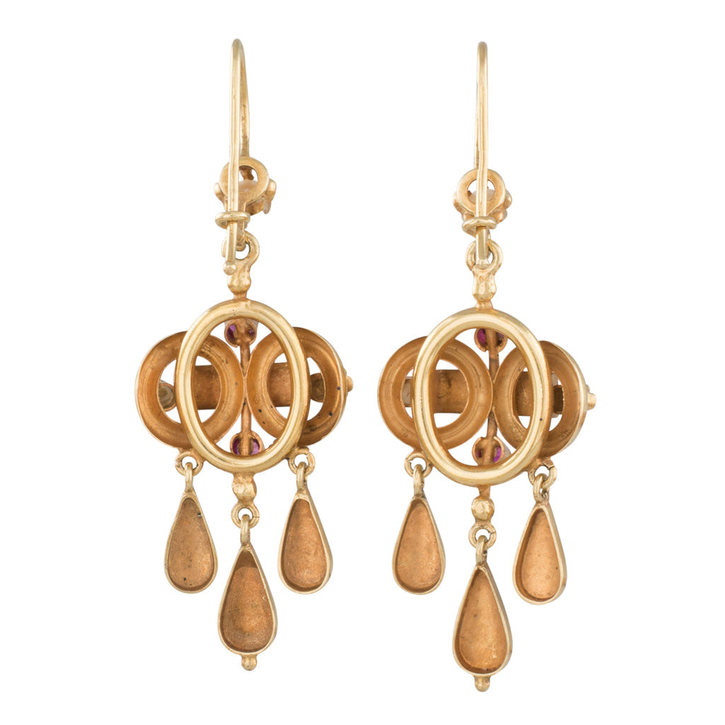 Seed Pearl and Enamel Earrings