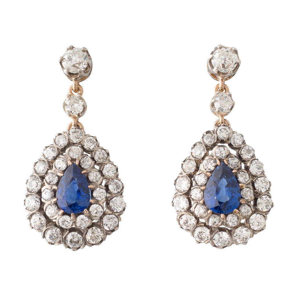 Sapphire & Diamond Cluster Earrings