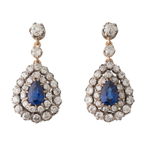 Sapphire & Diamond Cluster Earrings