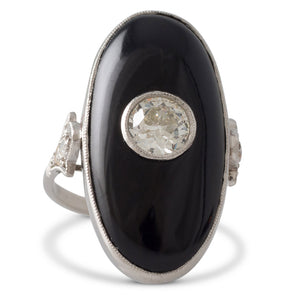 Art Deco Onyx and Diamond Ring