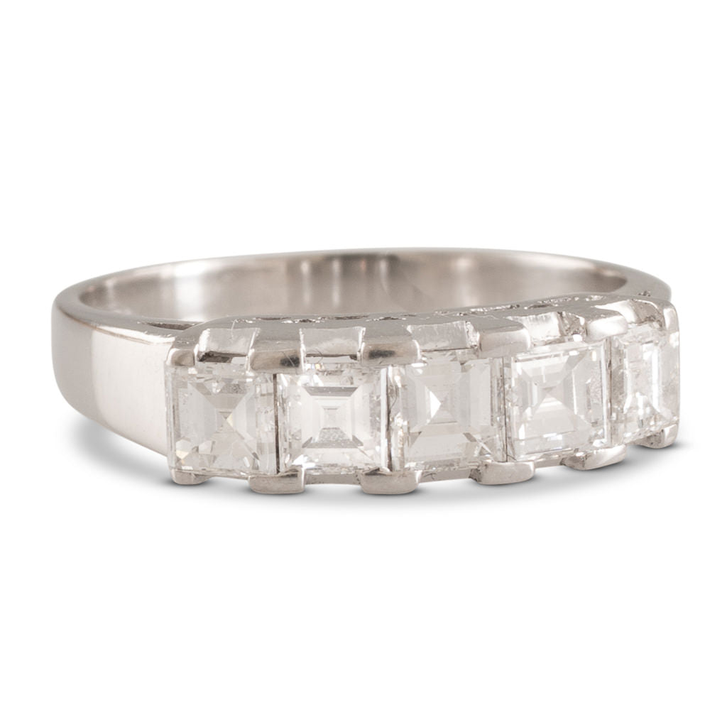 Platinum Carre Cut Diamond Ring