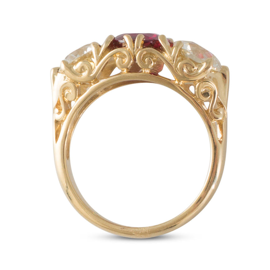 Ruby and Diamond Half Hoop Ring