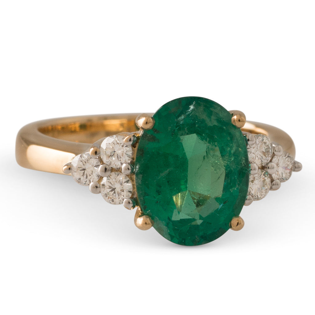 Zambian Emerald & Diamond Ring