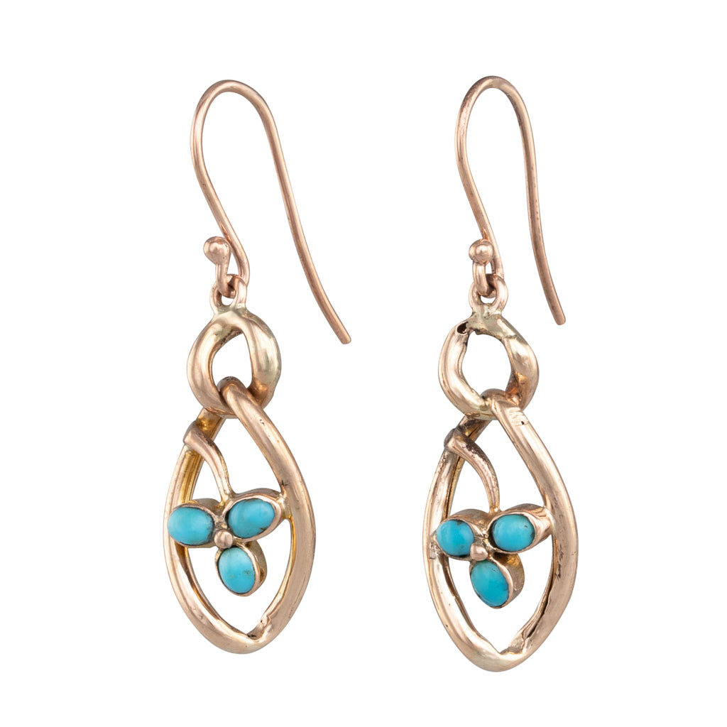 Antique Navette Turquoise Earrings