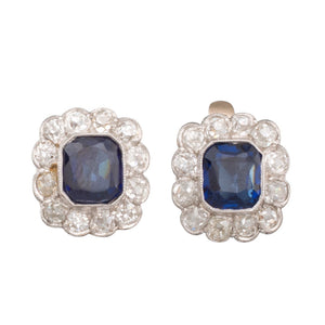 Sapphire & Diamond Cluster Earrings