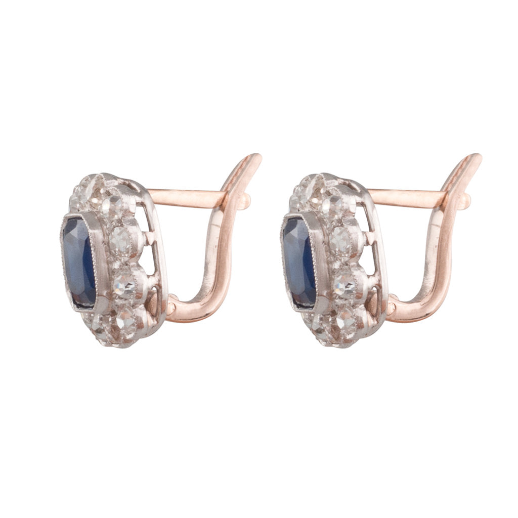 Sapphire & Diamond Cluster Earrings