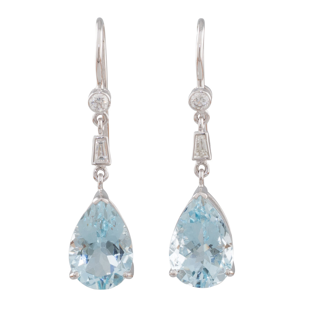 Aquamarine & Diamond Drop Earrings