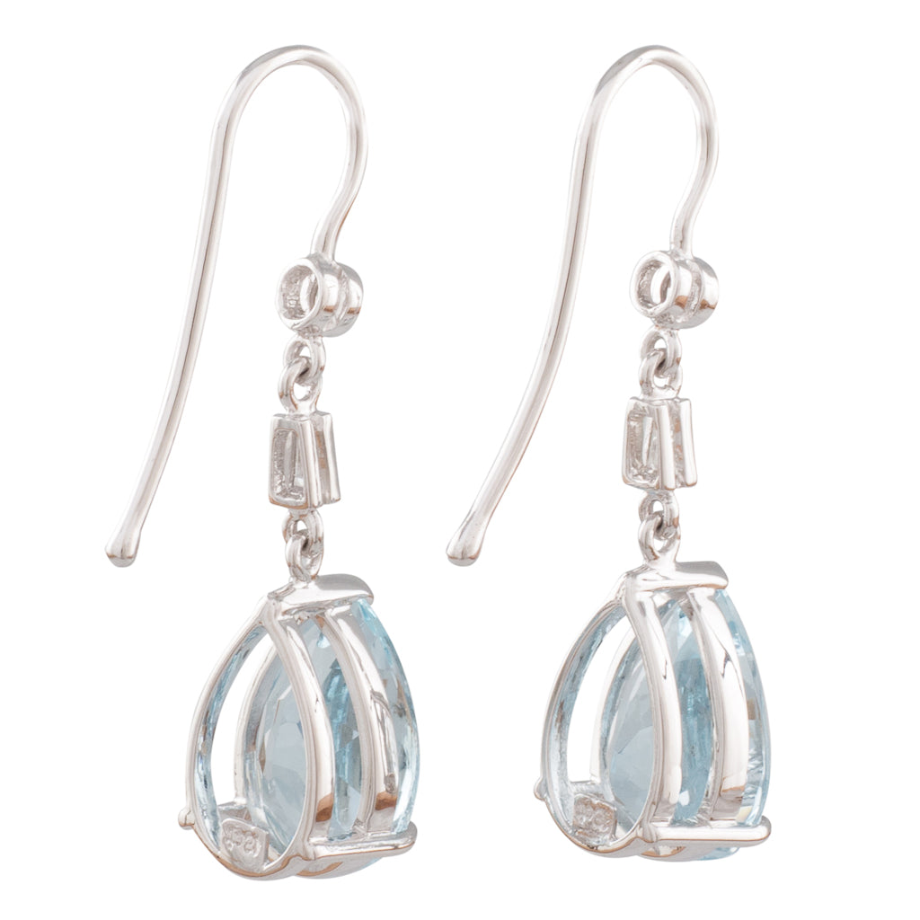 Aquamarine & Diamond Drop Earrings
