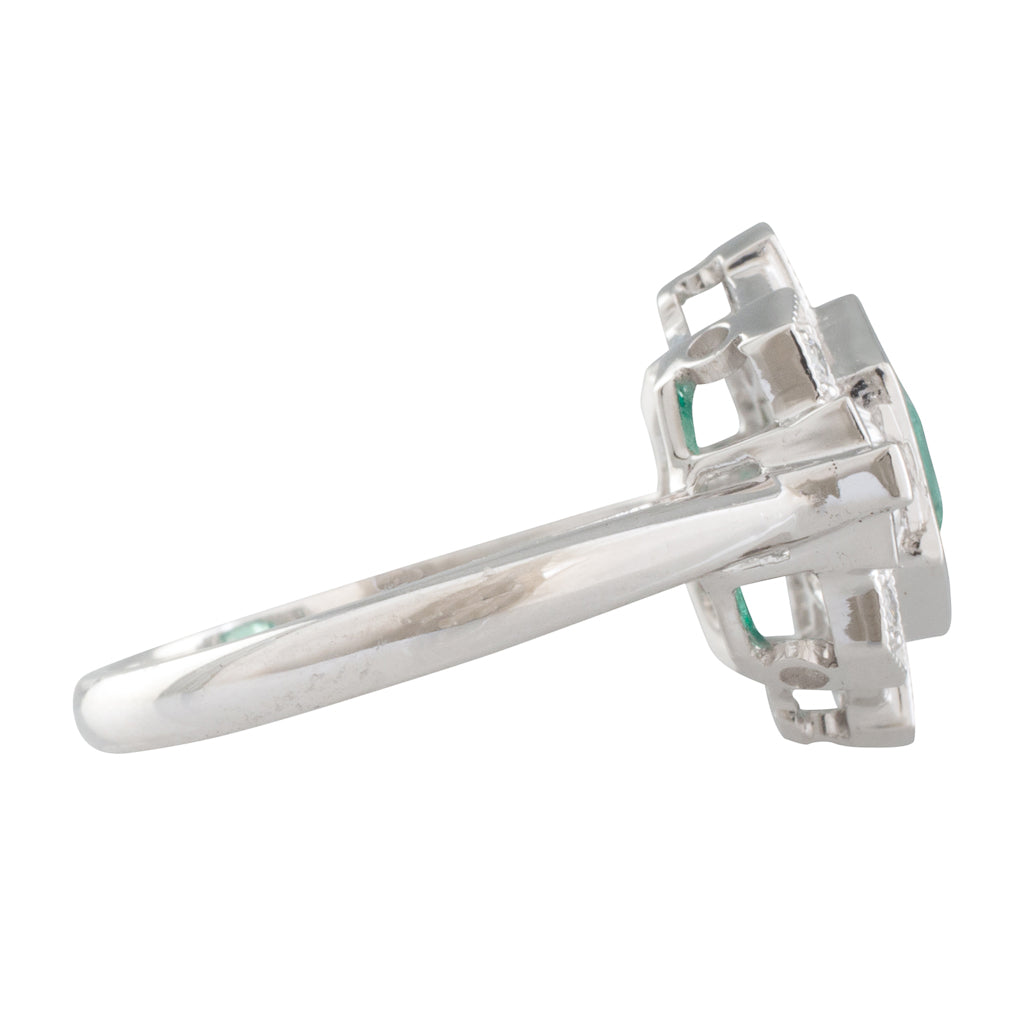 Emerald and Diamond Cluster Ring