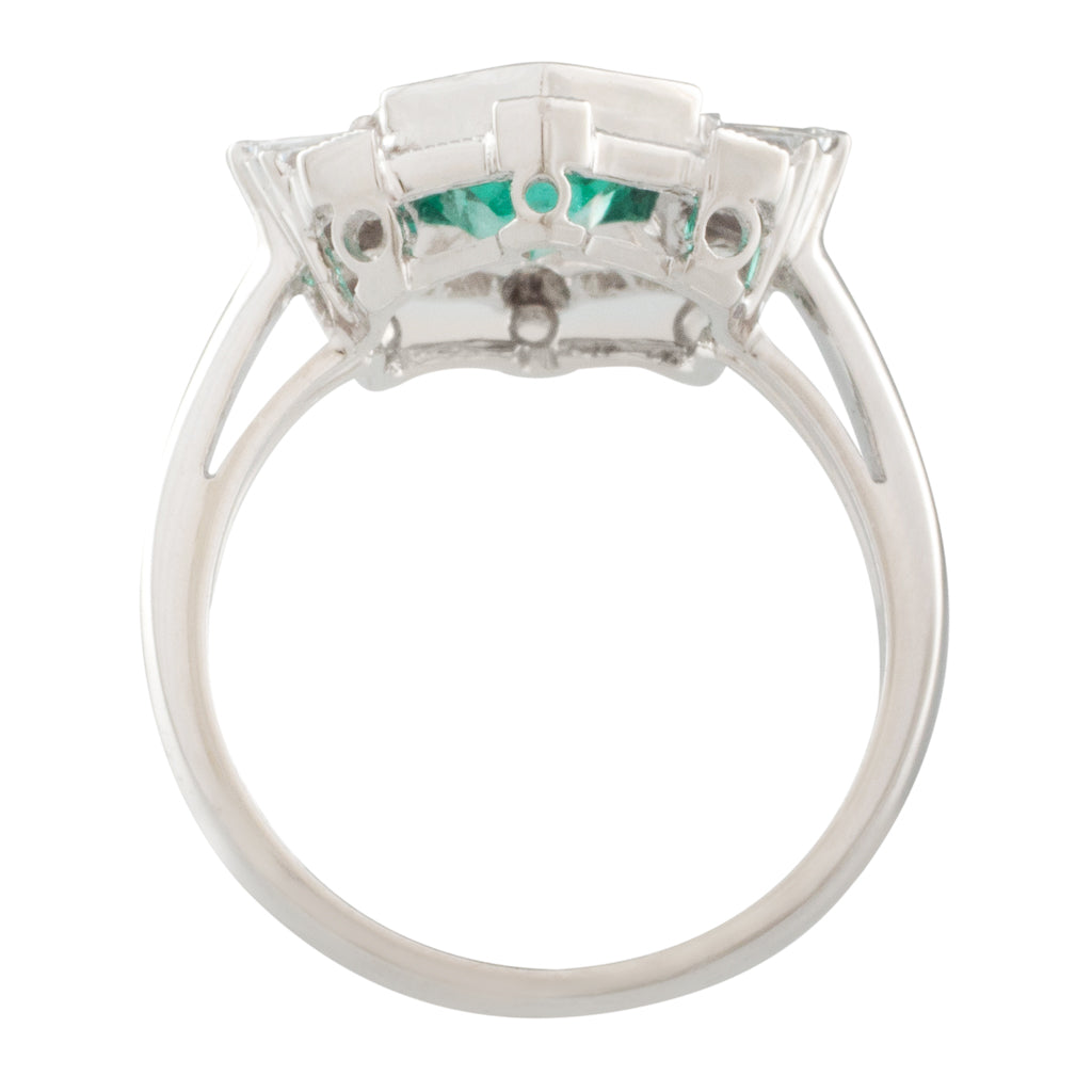 Emerald and Diamond Cluster Ring