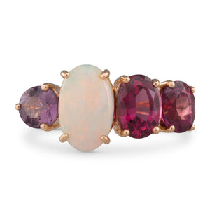 Opal  Garnet and Spinel Ring