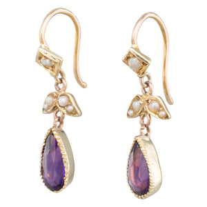 Amethyst and Seed Pearls Earrings