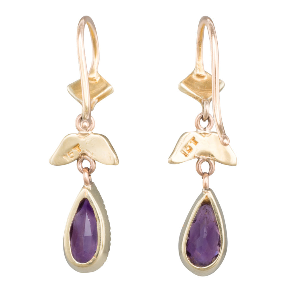 Amethyst and Seed Pearls Earrings