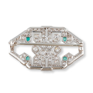 An Emerald & Diamond Brooch