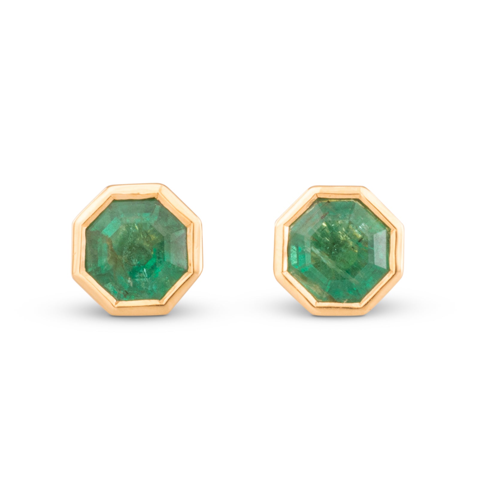 Octagonal Emerald Stud Earrings