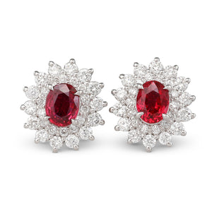 Unheated Ruby & Diamond Earrings