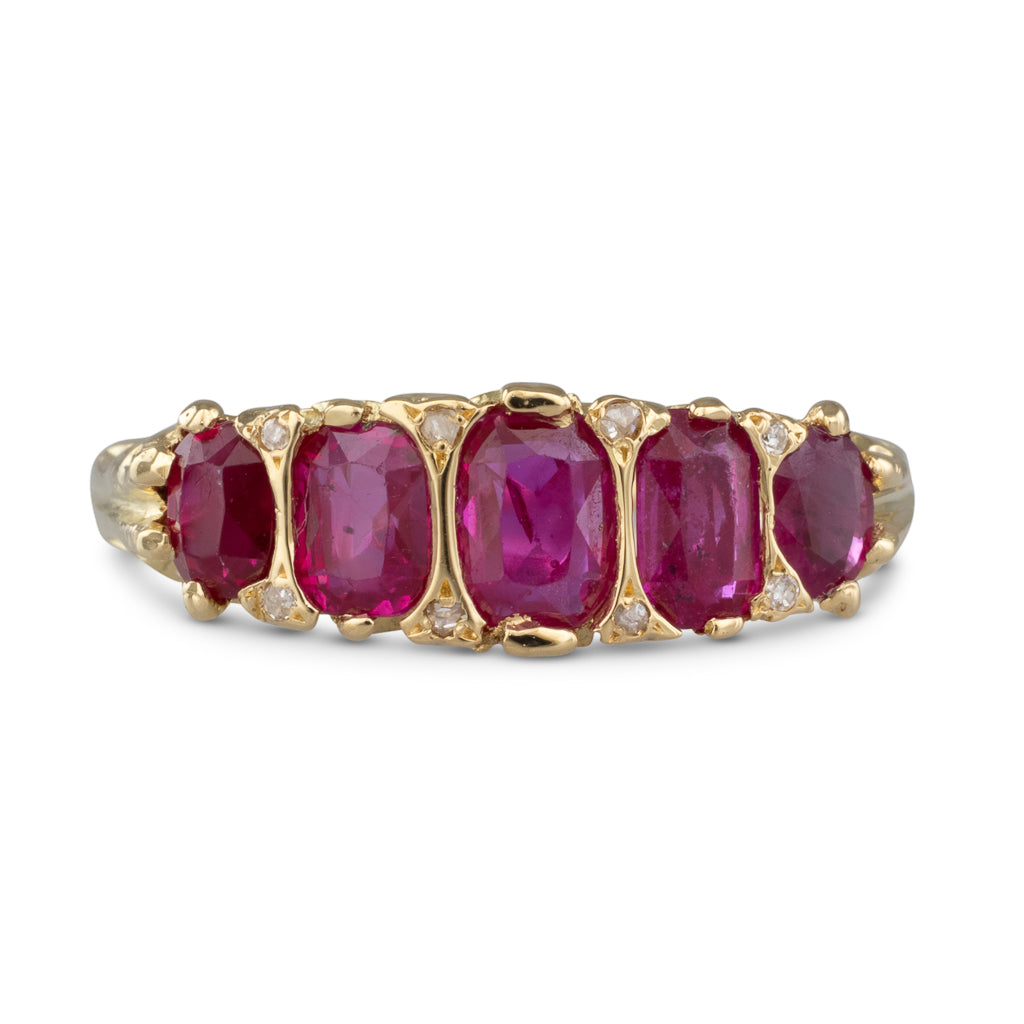 Antique Style Ruby Half Hoop Ring