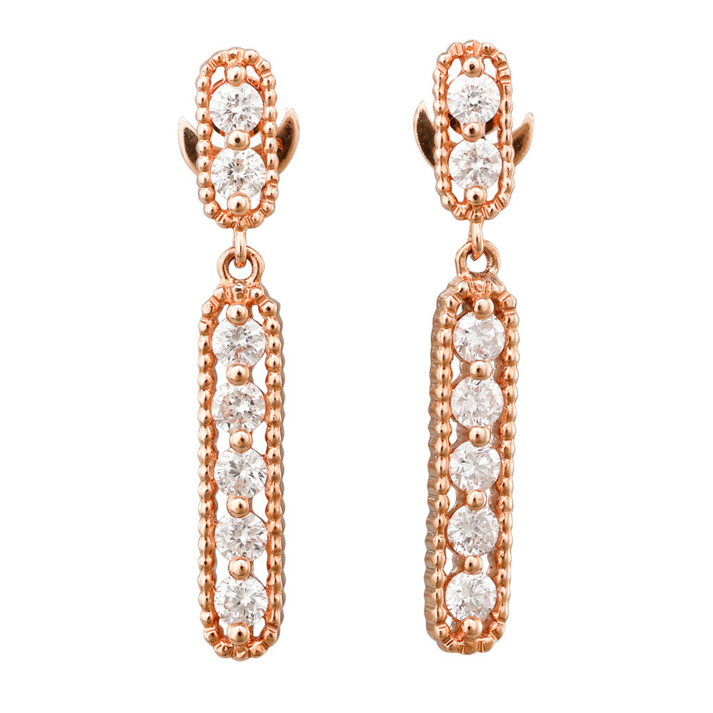 Rose Gold Diamond Drop Earrings