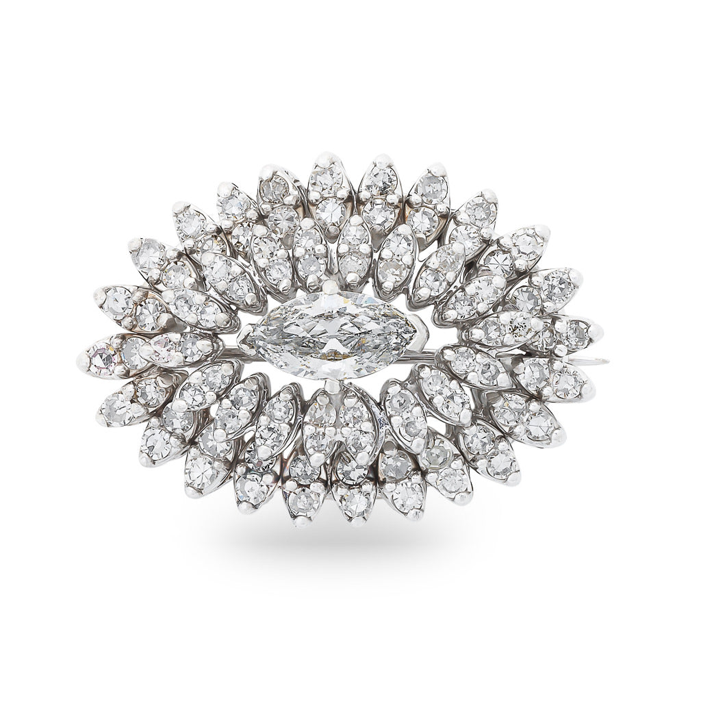 Marquise Diamond Cluster Brooch