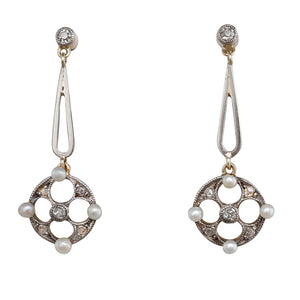Edwardian Pearl & Diamond Earrings