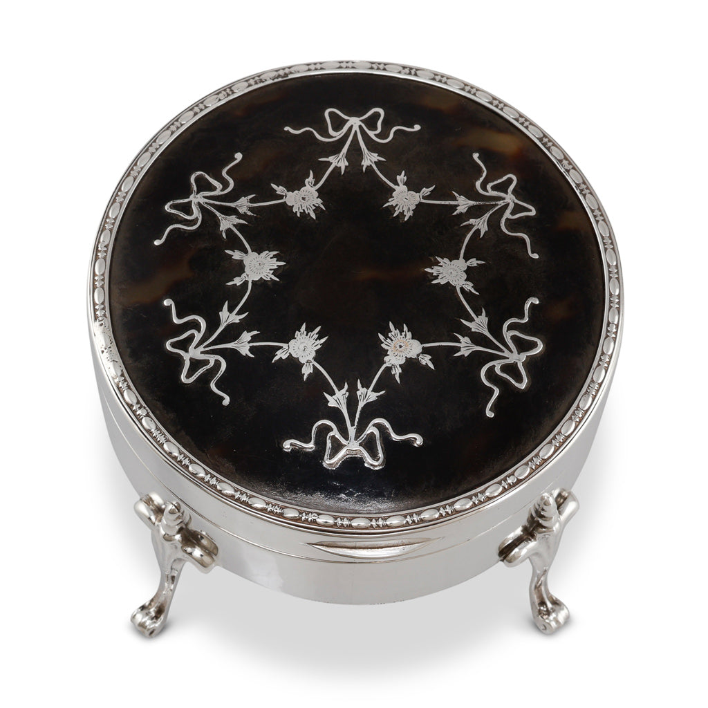 Round Sterling Pique Silver Box