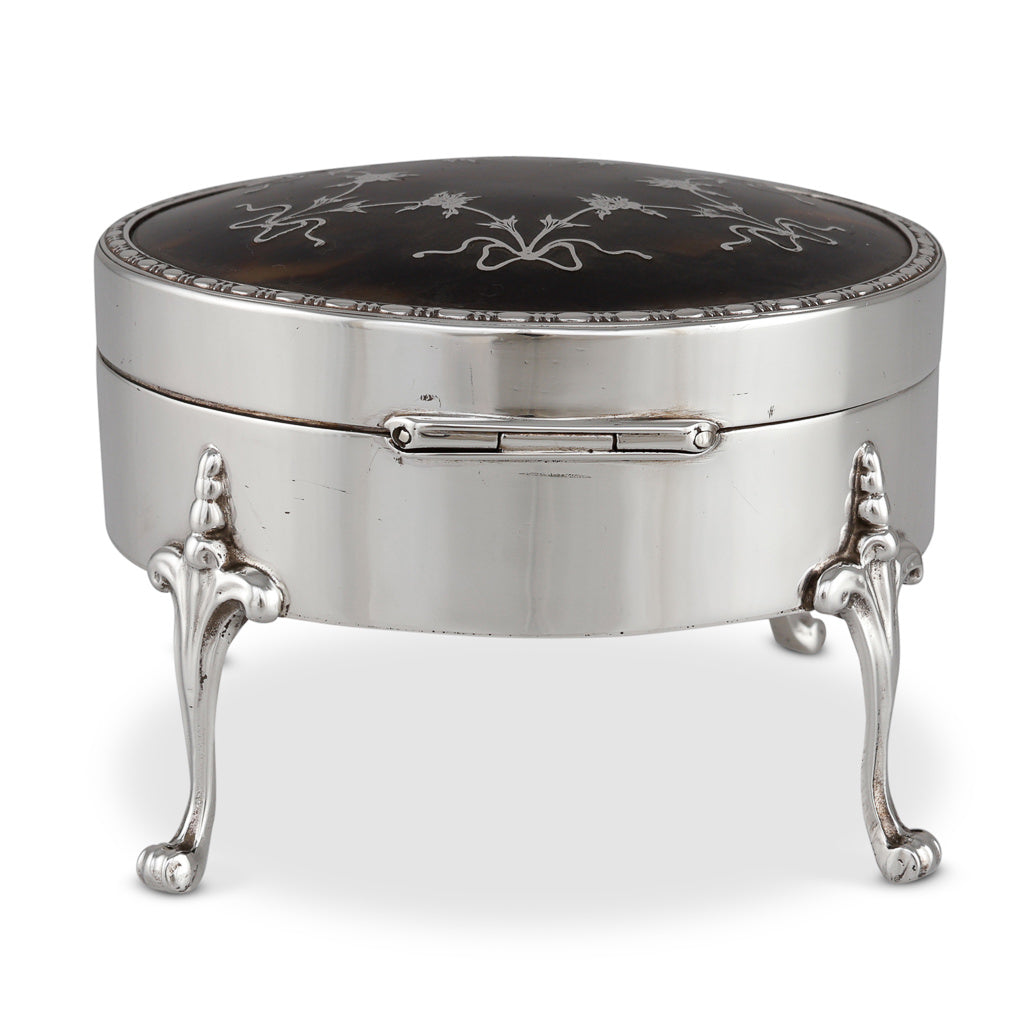 Round Sterling Pique Silver Box