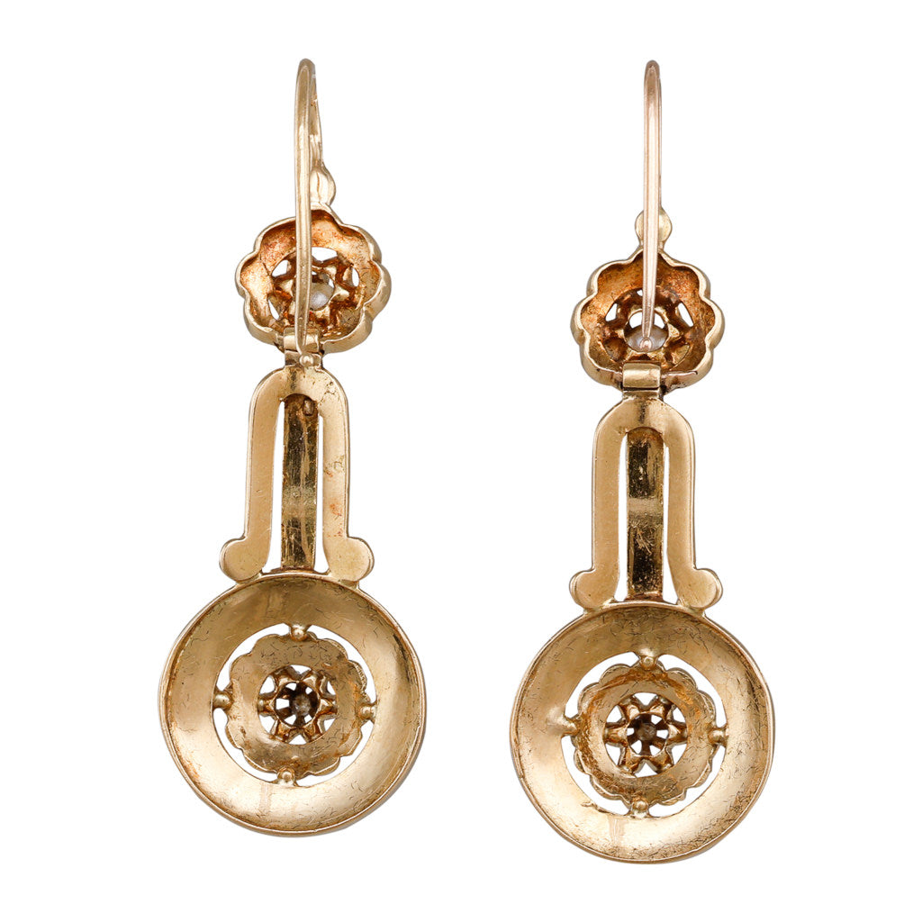 French Earrings with Enamel & Pearl