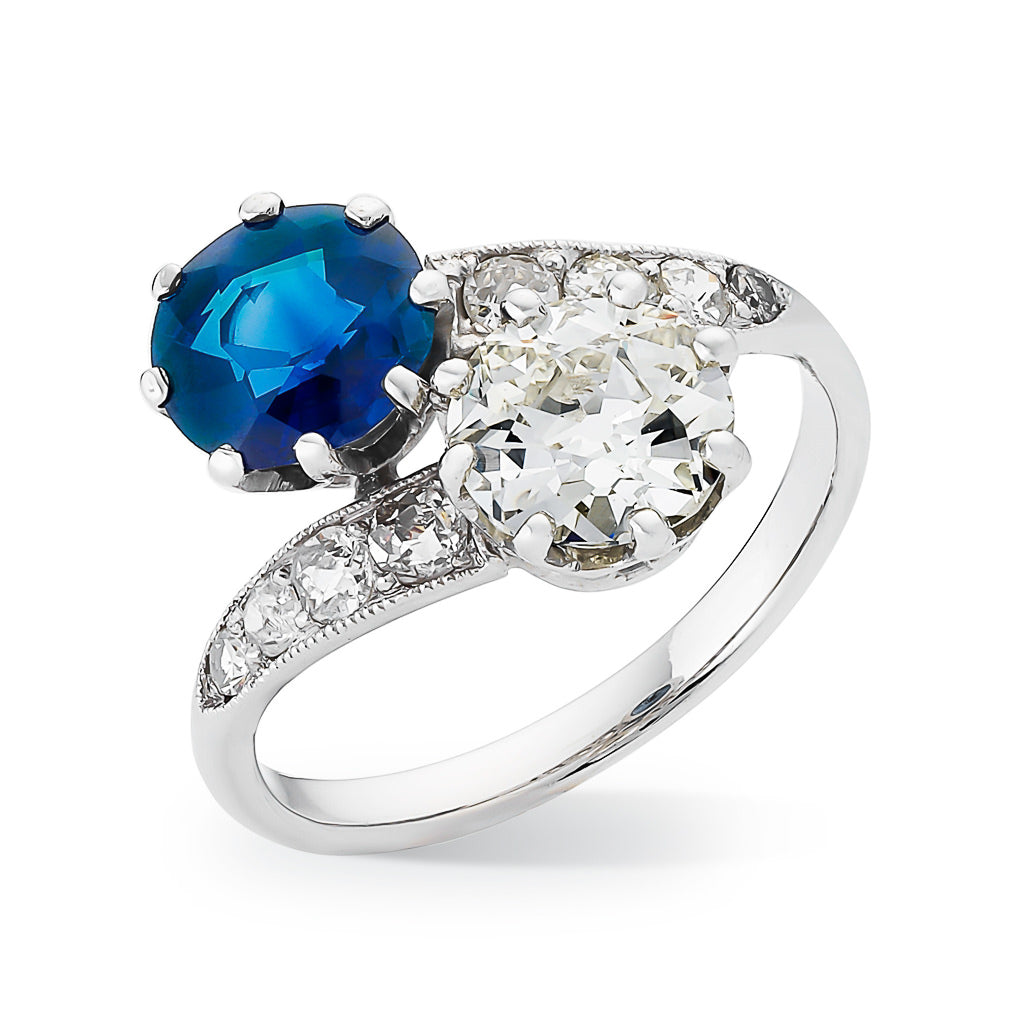 Unheated Sapphire & Diamond Ring