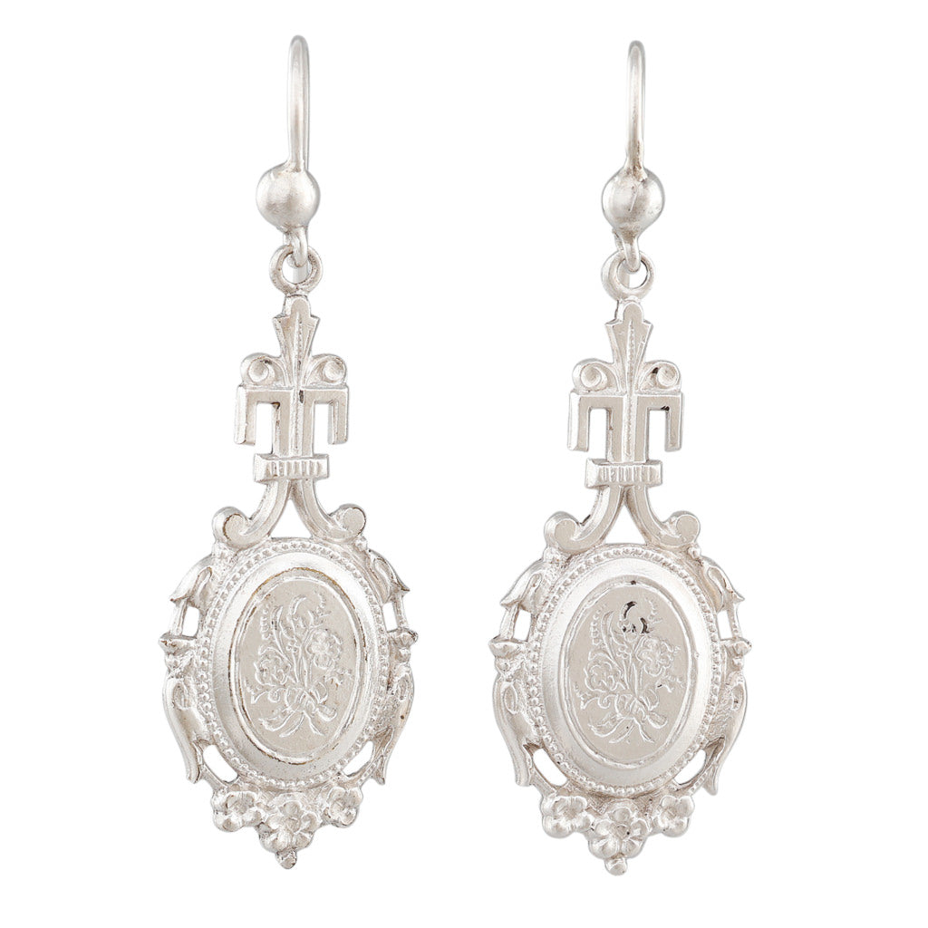 Victorian Style Silver Earrings