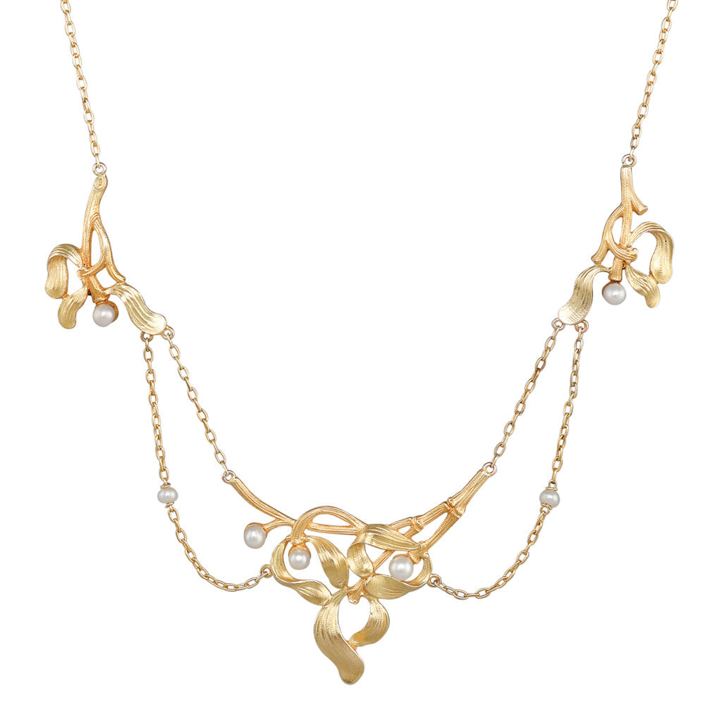 Art Nouveau Gold and Pearl Necklace