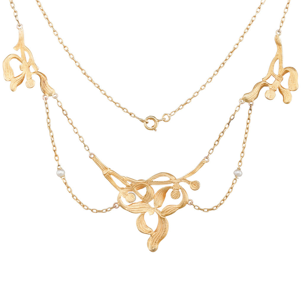 Art Nouveau Gold and Pearl Necklace