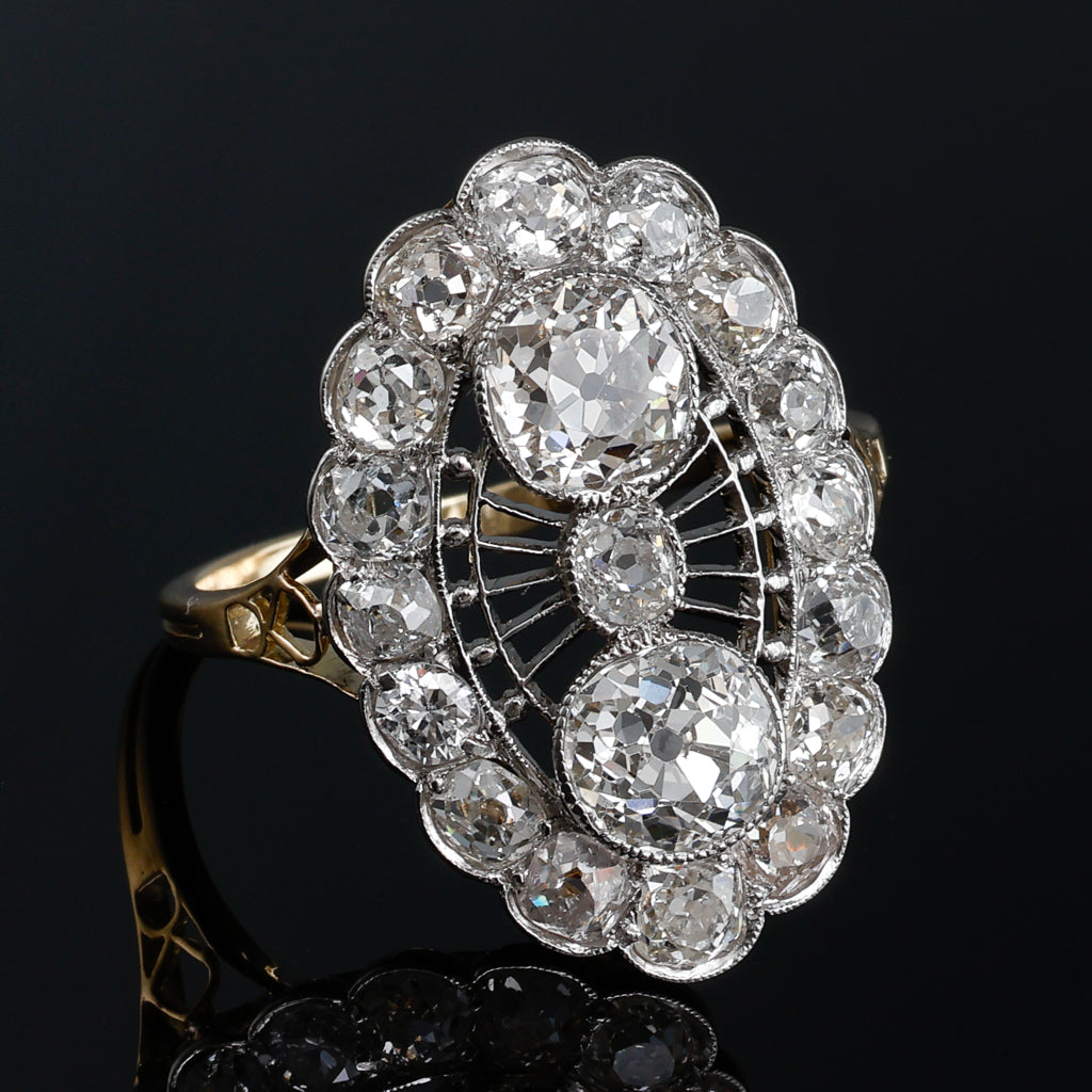 Old Cut Diamond Plaque Ring